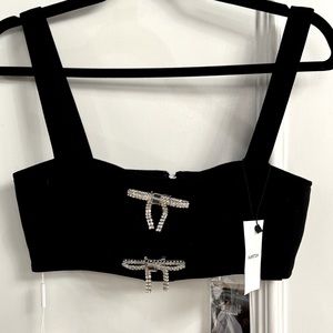 💎💣Self Portrait Crystal Bow Embellished Crop Top - *NWT* - size UK6/US2 💣💎
